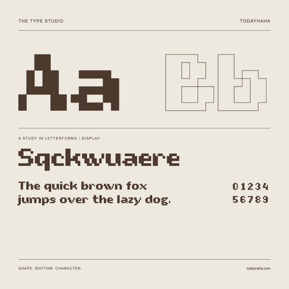Sqckwuaere — Buchstabenstudie mit Beispielsatz und Ziffern
