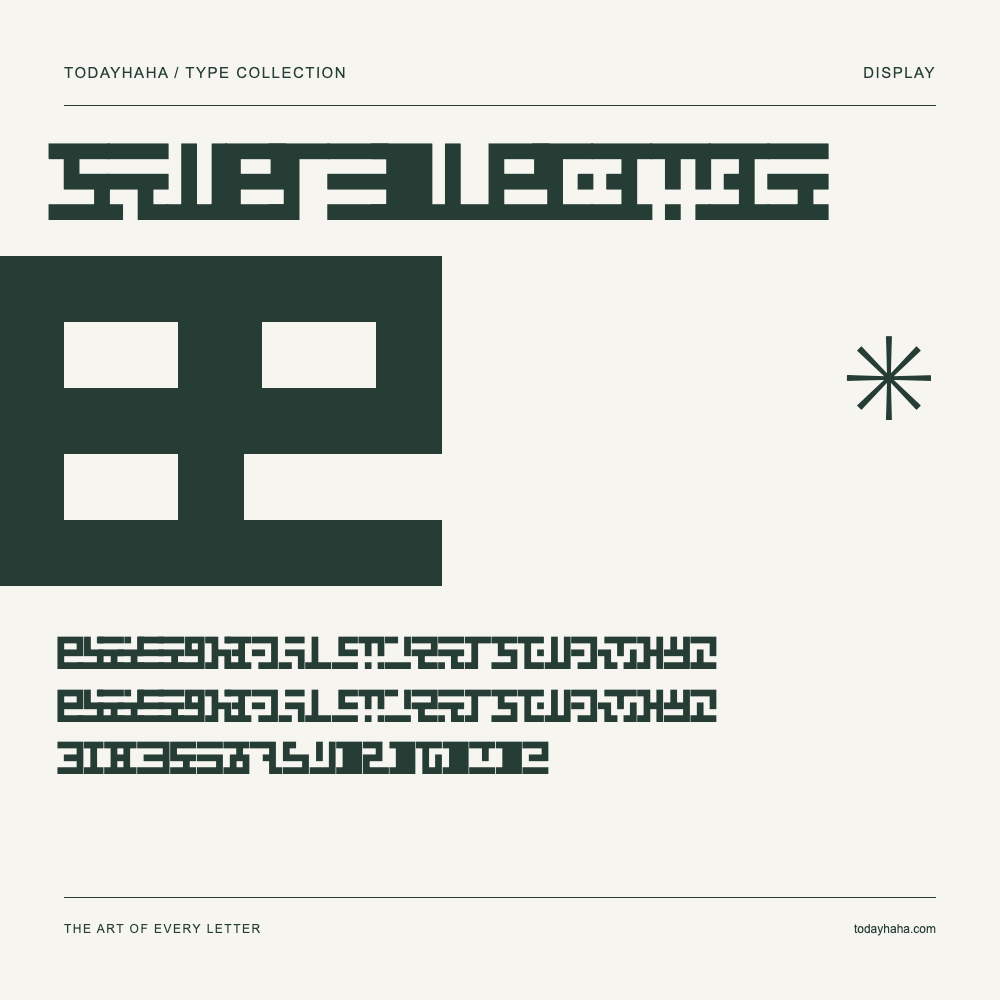Square latinic — Muestra de mayúsculas, minúsculas y números