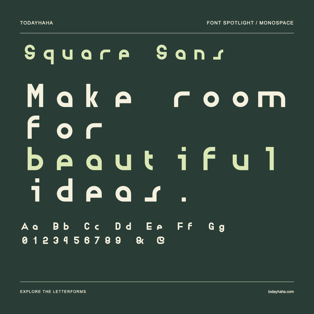 Square Sans — Affiche typographique avec exemple de texte