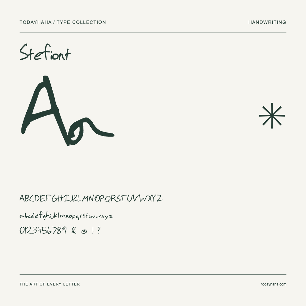 Stefiont — Muestra de mayúsculas, minúsculas y números