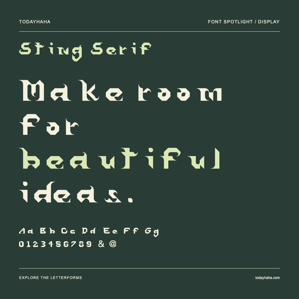 Sting Serif — Typografieposter mit Beispieltext
