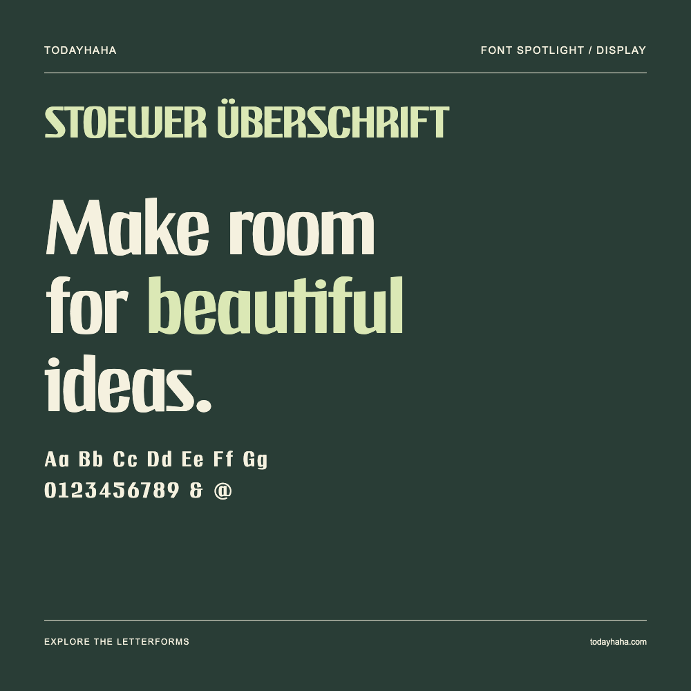 STOEWER ÜBERSCHRIFT — Typography poster with sample text