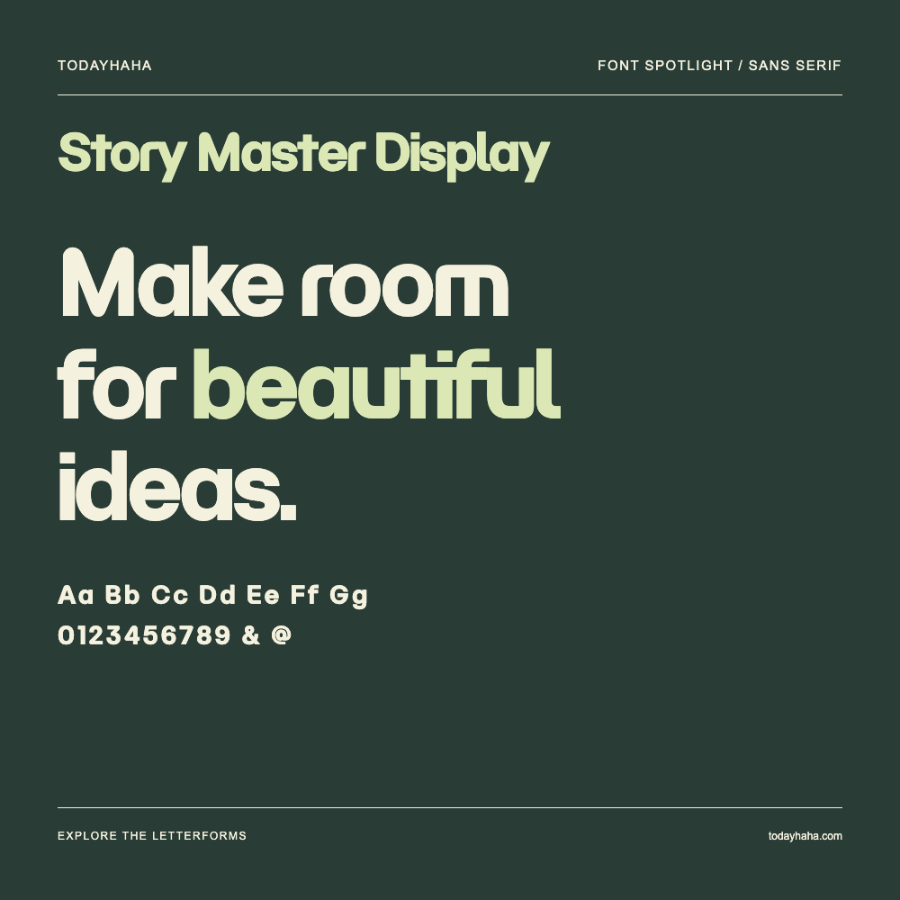 Story Master Display — Affiche typographique avec exemple de texte