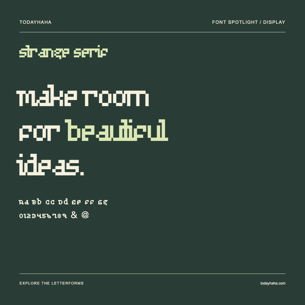Strange Serif — Poster tipografico con testo di esempio
