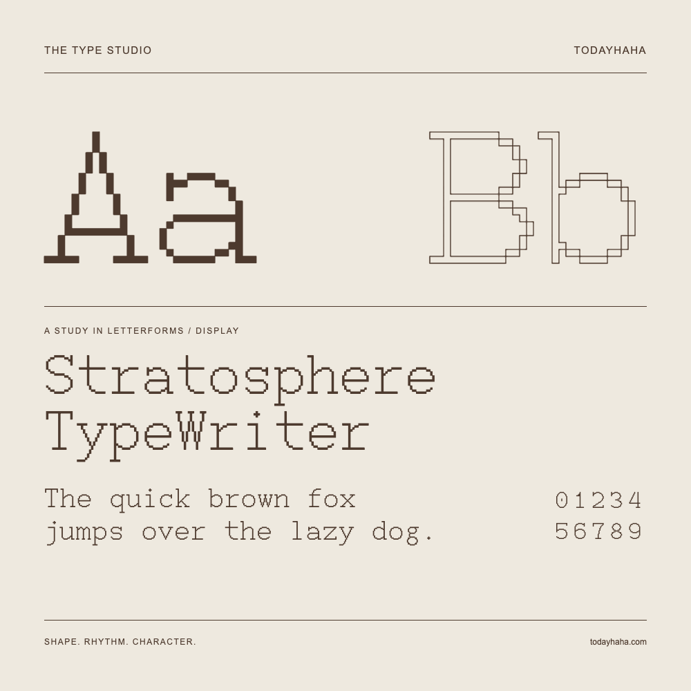 Stratosphere TypeWriter — 字形展示：示例句子与数字