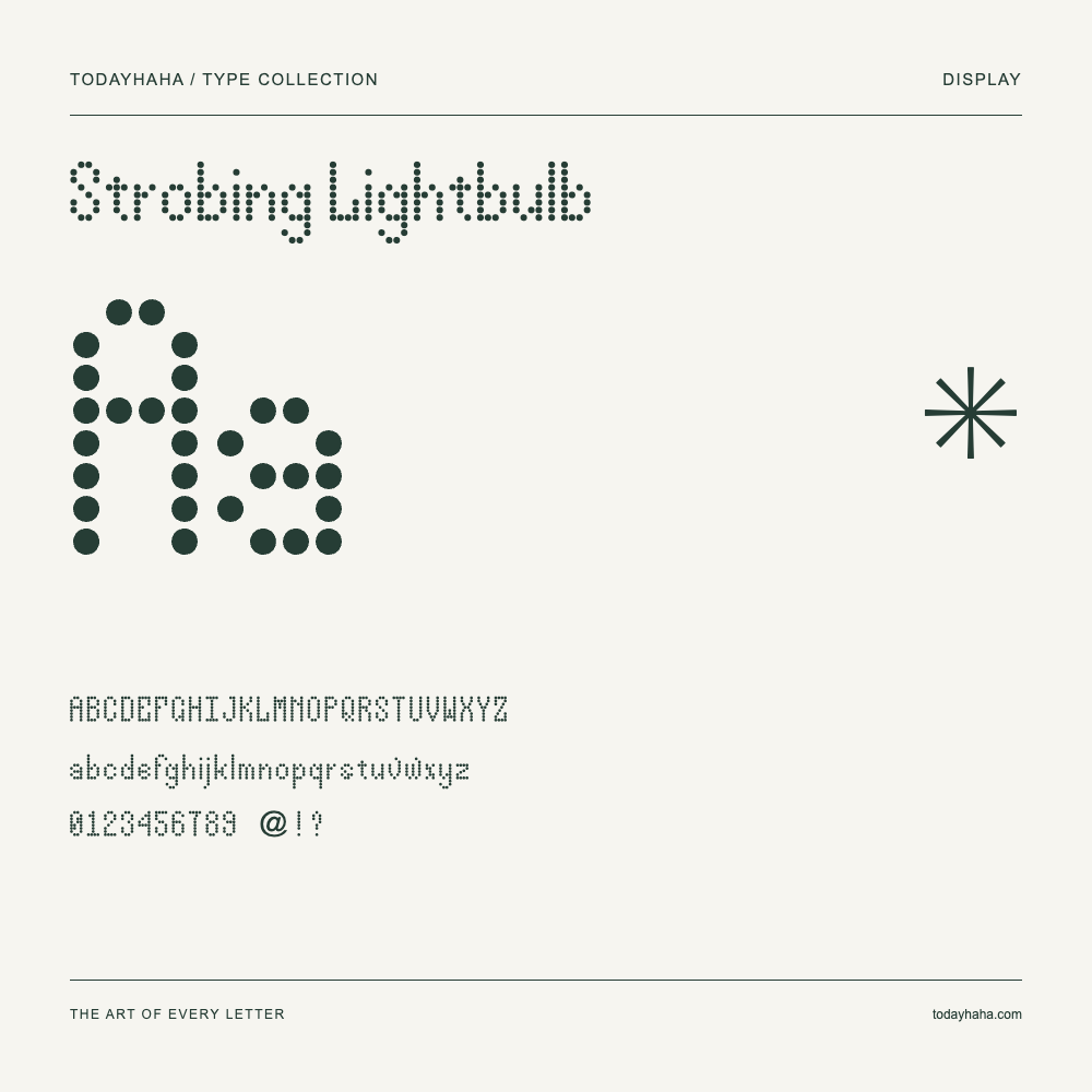 Strobing Lightbulb — Muestra de mayúsculas, minúsculas y números