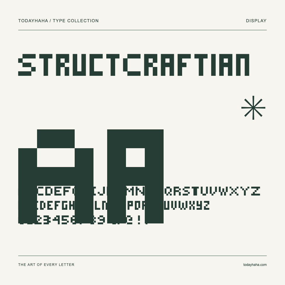 StructCraftian — Schriftmuster mit Großbuchstaben, Kleinbuchstaben und Ziffern