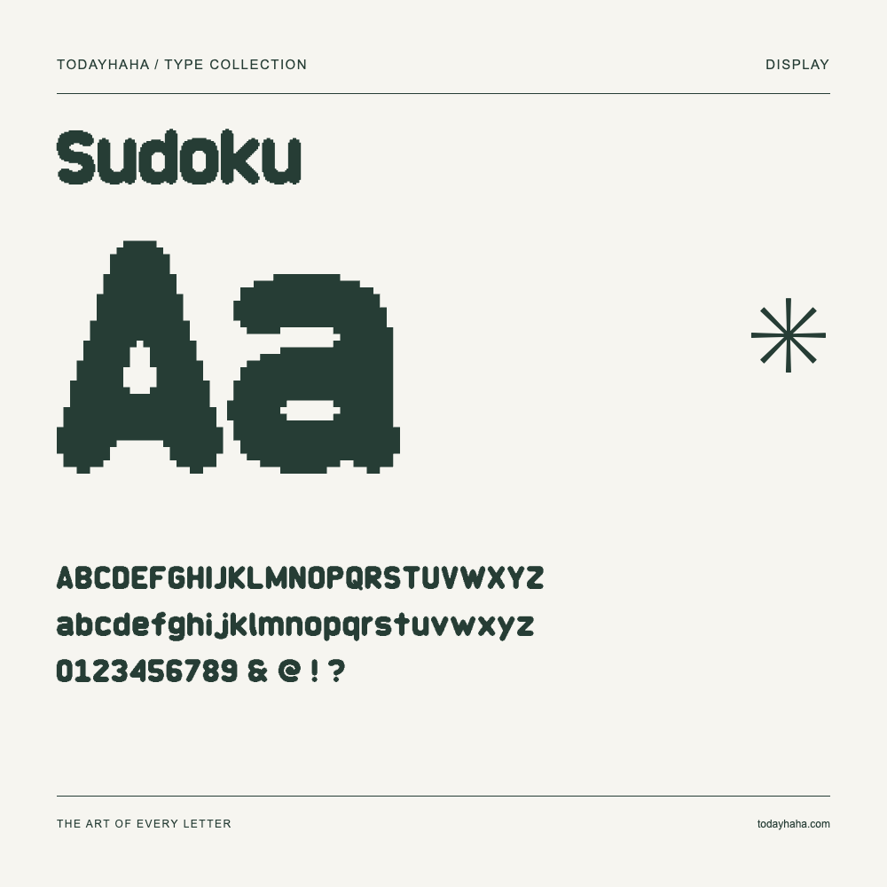 Sudoku — Schriftmuster mit Großbuchstaben, Kleinbuchstaben und Ziffern