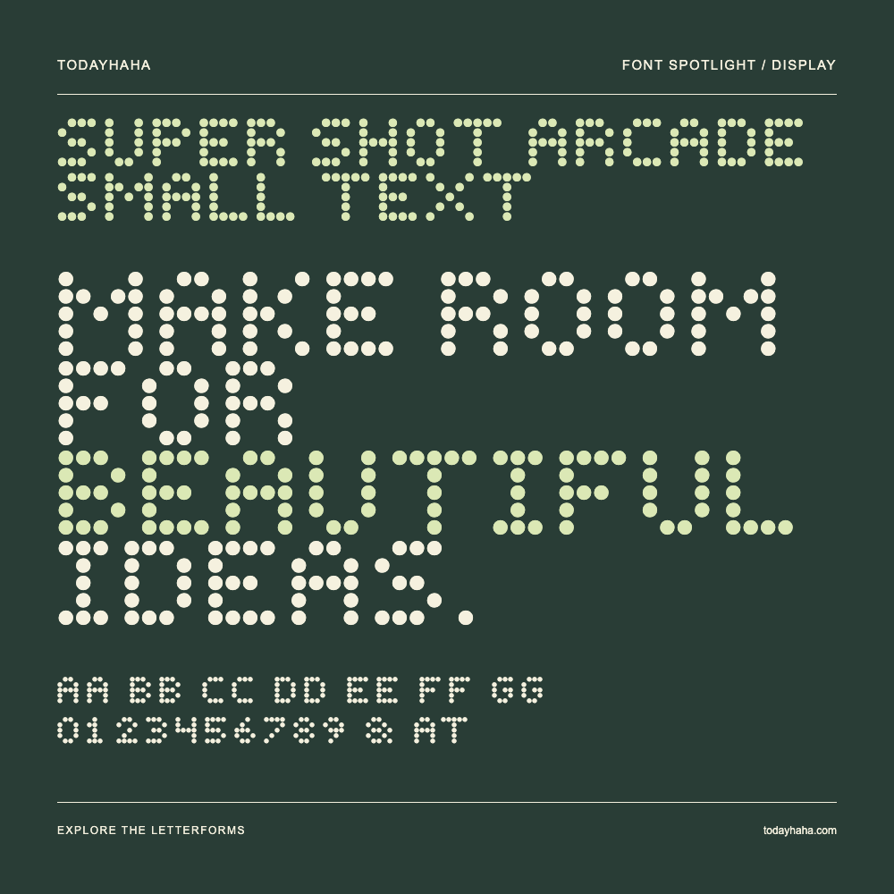 Super Shot Arcade Small Text — Typografieposter mit Beispieltext