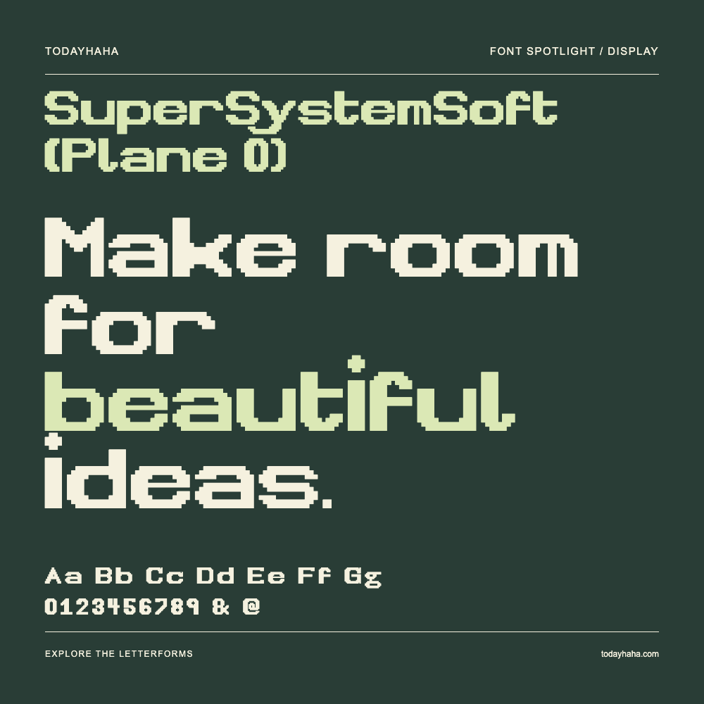 SuperSystemSoft (Plane 0) — Póster tipográfico con texto de muestra