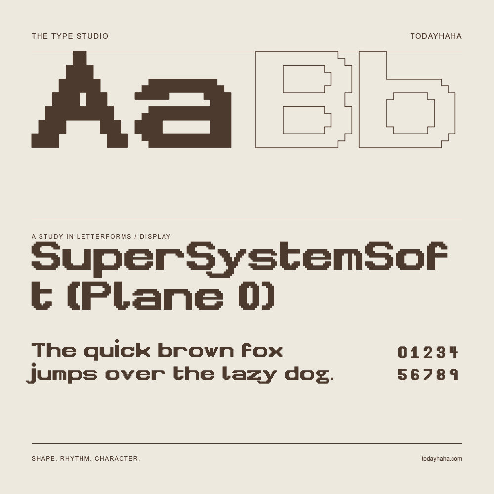 SuperSystemSoft (Plane 0) — Estudio de letras con una frase y números