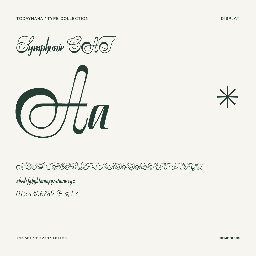 Symphonie CAT — Muestra de mayúsculas, minúsculas y números