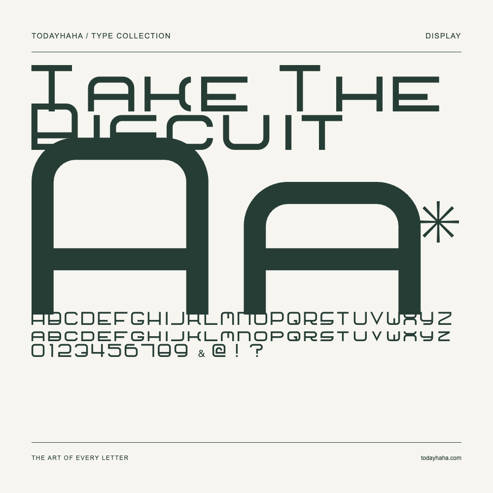 Take The Biscuit — Muestra de mayúsculas, minúsculas y números