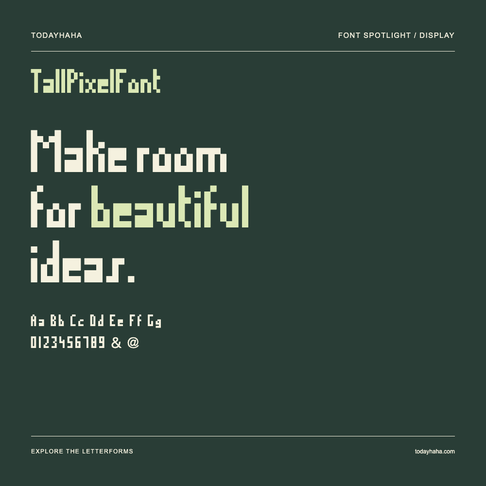 TallPixelFont — Poster tipografico con testo di esempio