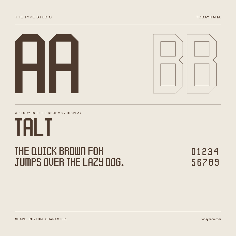 Talt — Étude des lettres avec une phrase et des chiffres