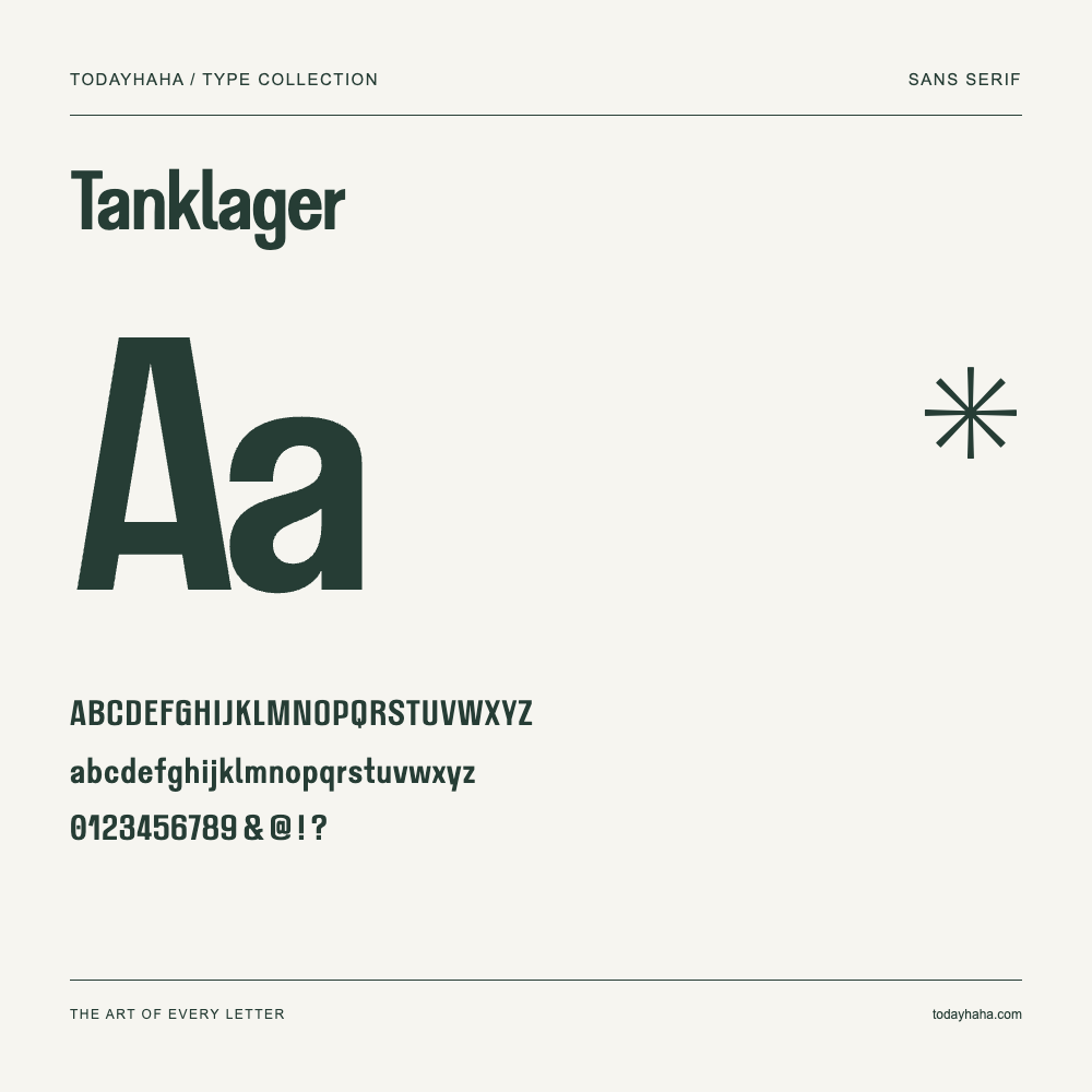 Tanklager — Campione con lettere maiuscole, minuscole e numeri