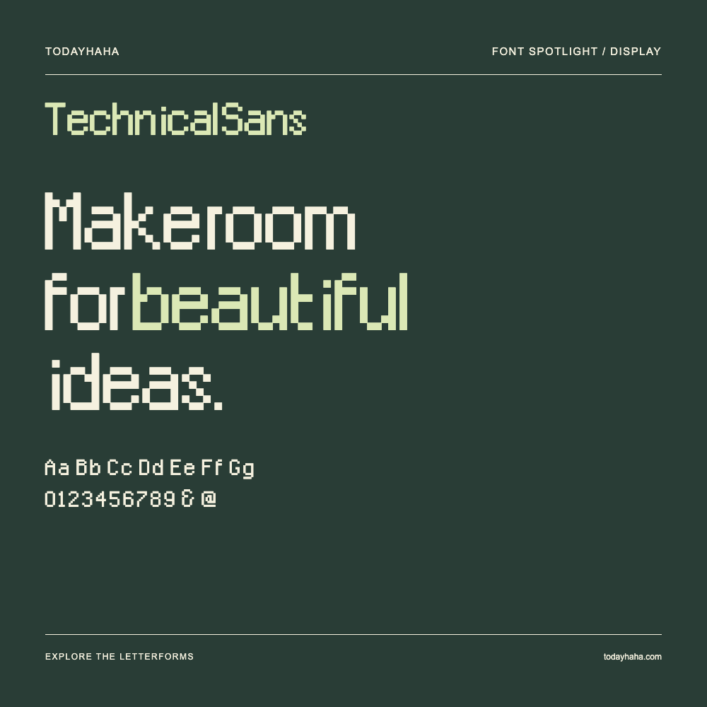 Technical Sans — Typografieposter mit Beispieltext