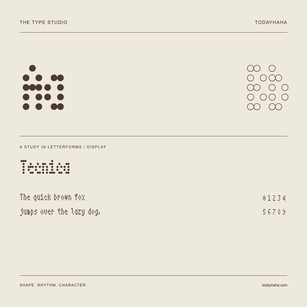 Tecnica — Buchstabenstudie mit Beispielsatz und Ziffern