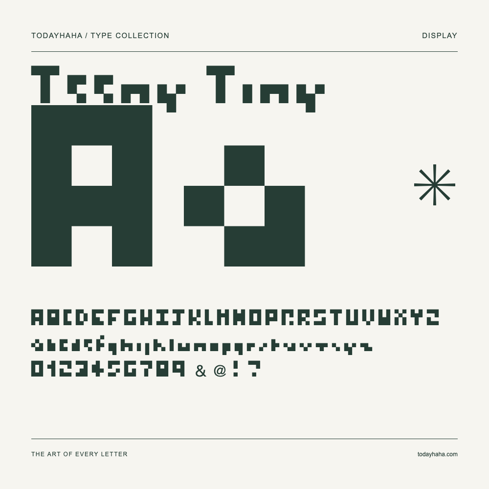 Teeny Tiny — Schriftmuster mit Großbuchstaben, Kleinbuchstaben und Ziffern