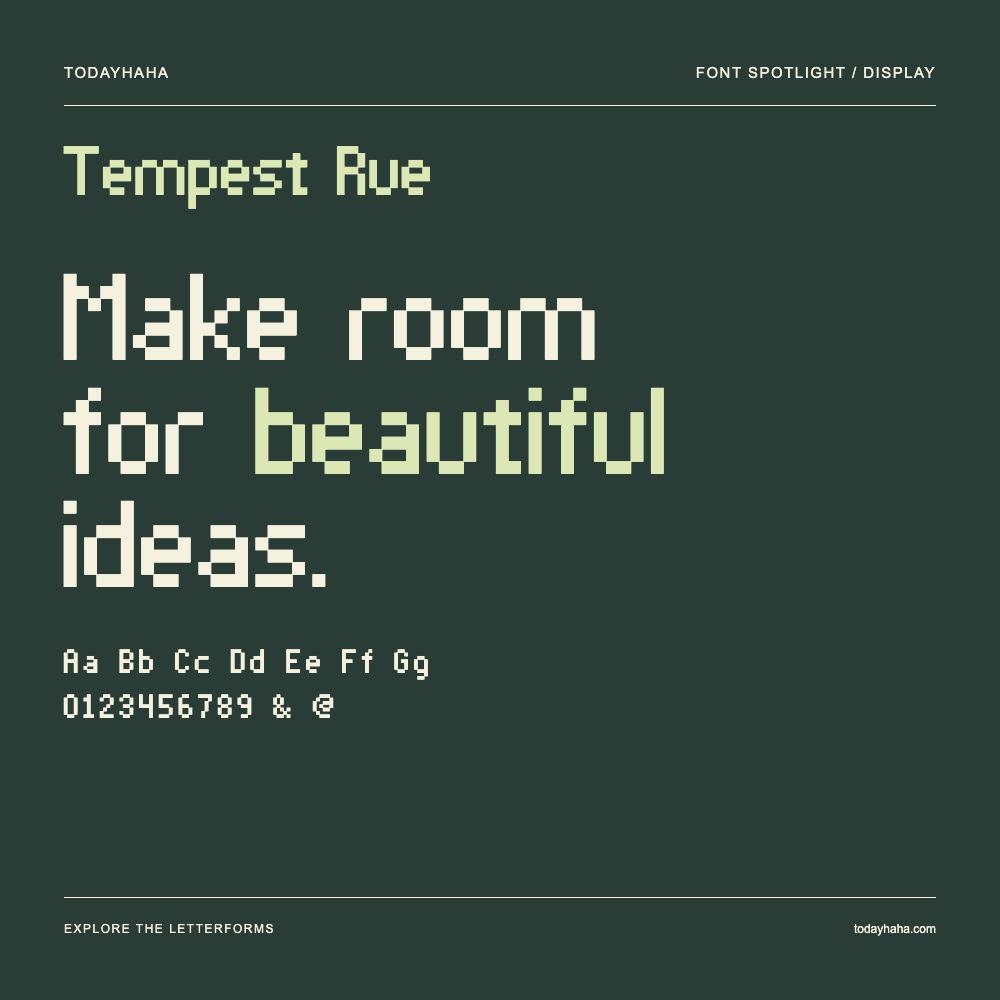 Tempest Rue — Affiche typographique avec exemple de texte