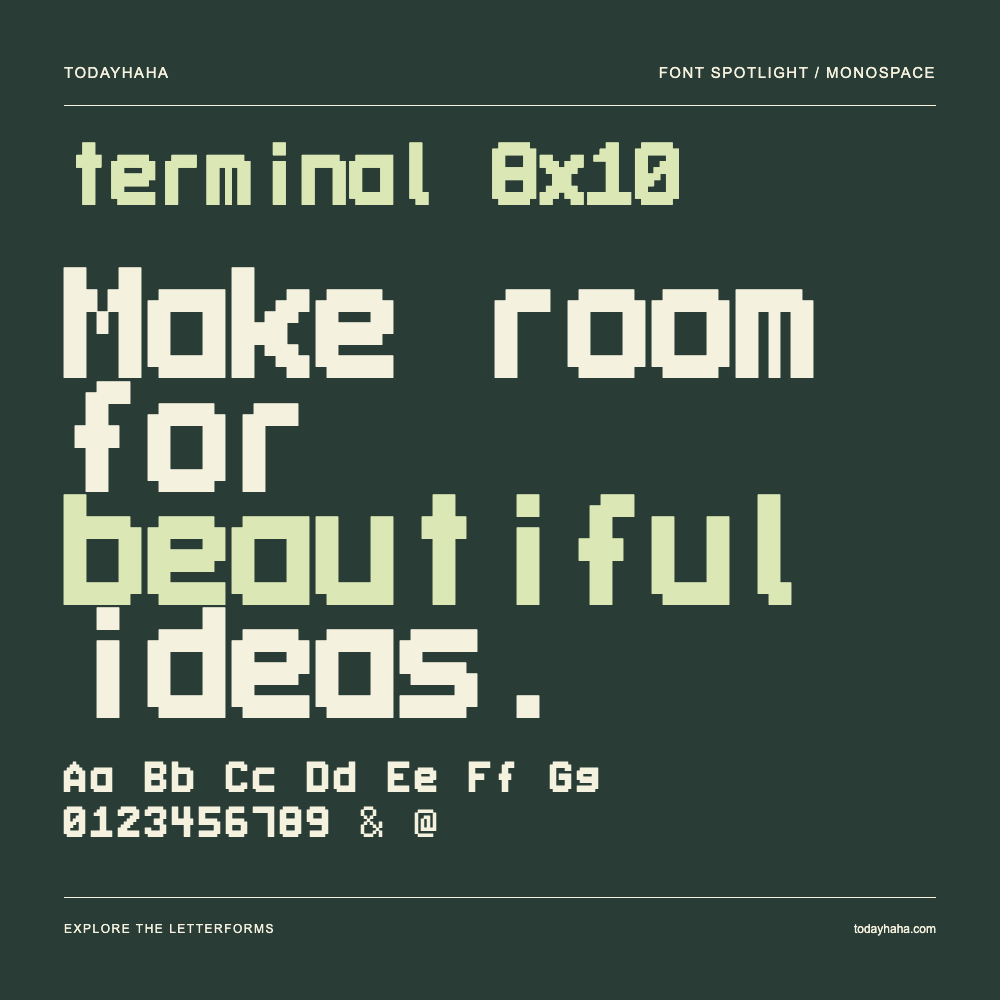 terminal 8x10 — Poster tipografico con testo di esempio