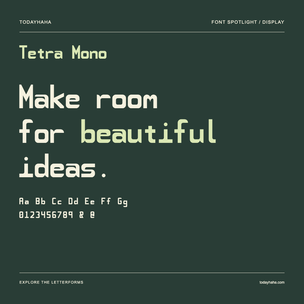 Tetra Mono — Póster tipográfico con texto de muestra