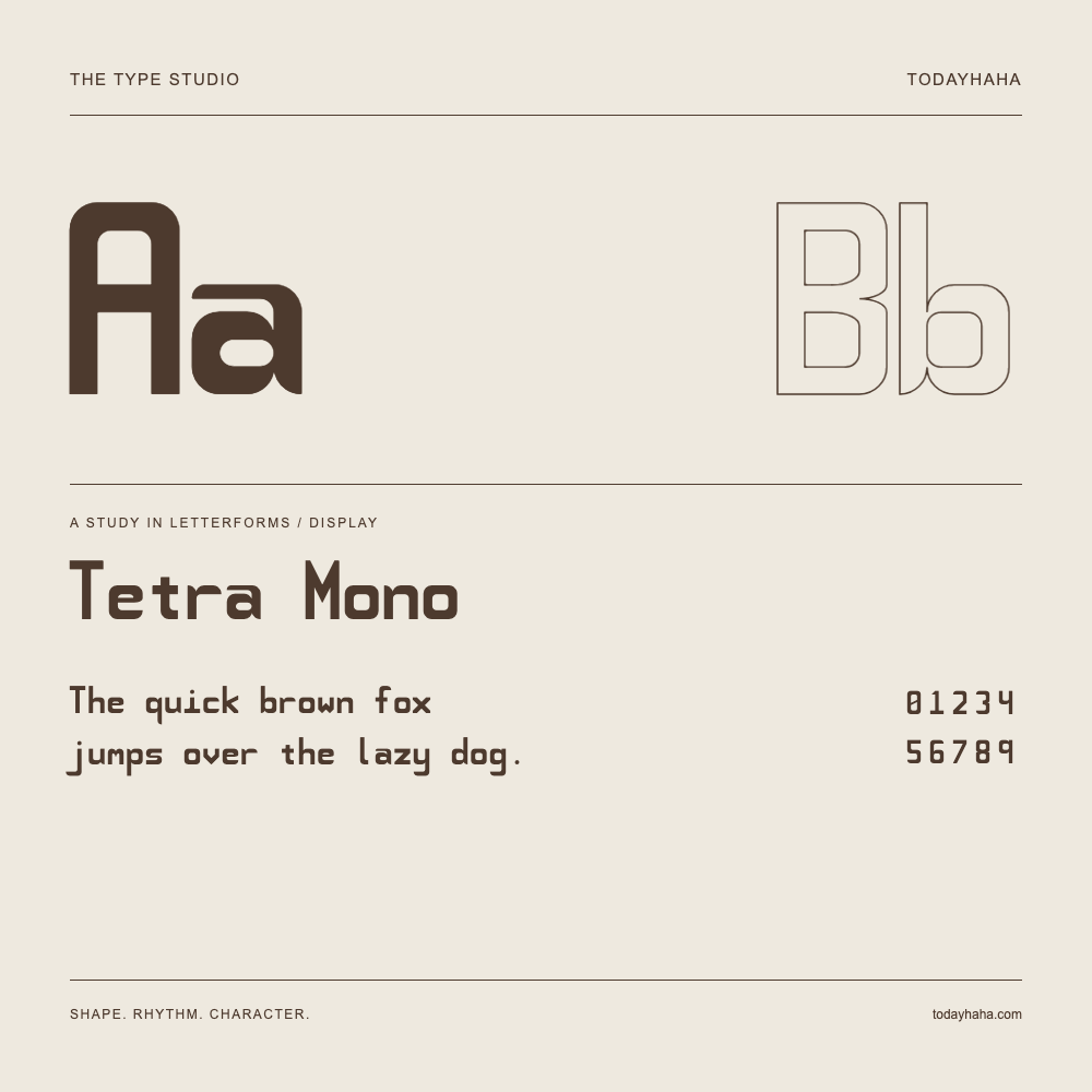 Tetra Mono — Estudio de letras con una frase y números