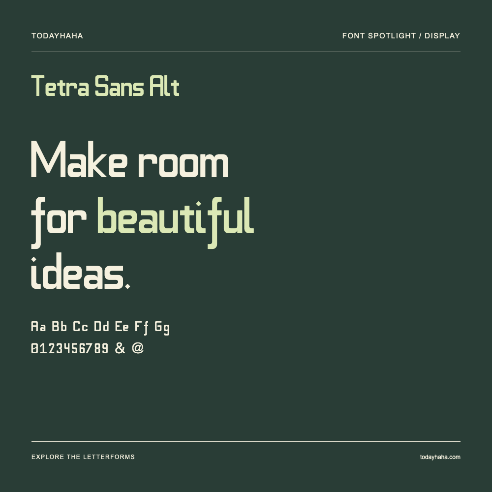 Tetra Sans Alt — Typografieposter mit Beispieltext