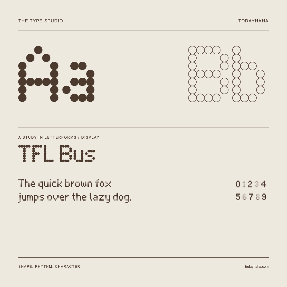 TFL Bus — Letterform study with sample sentence and numbers