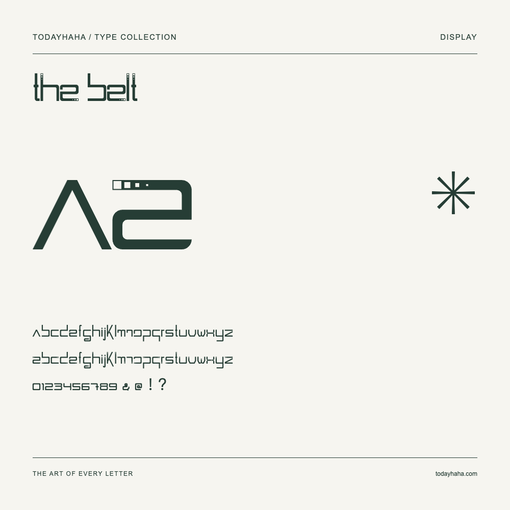 The Belt — Schriftmuster mit Großbuchstaben, Kleinbuchstaben und Ziffern