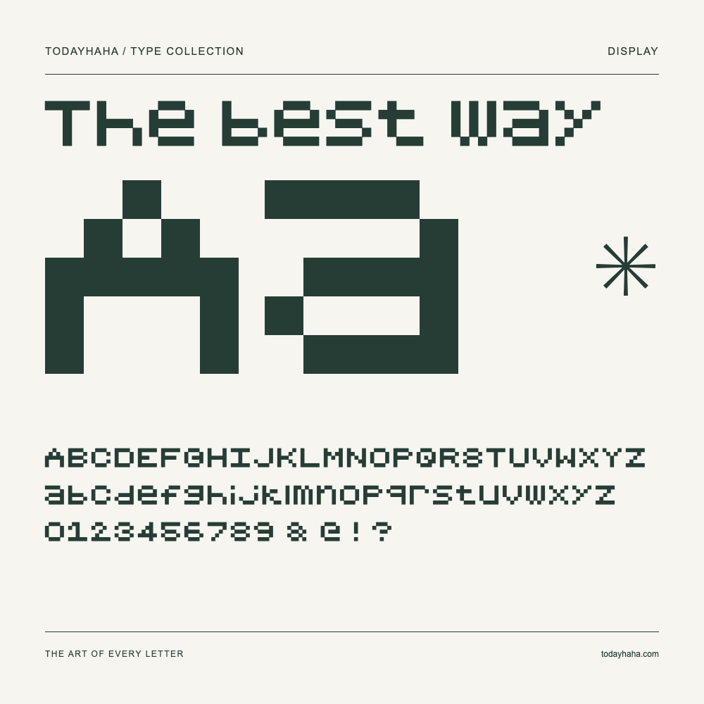 The best way — Spécimen avec majuscules, minuscules et chiffres