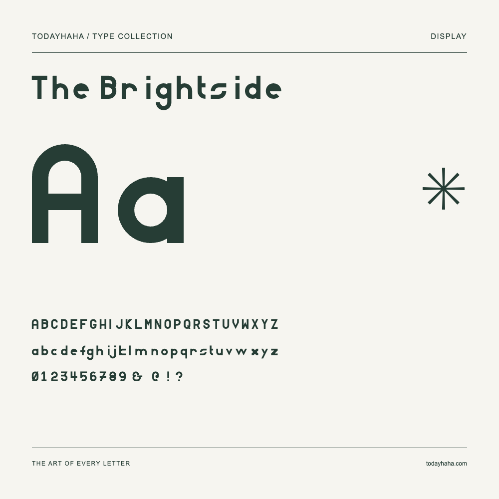 The Brightside — Schriftmuster mit Großbuchstaben, Kleinbuchstaben und Ziffern