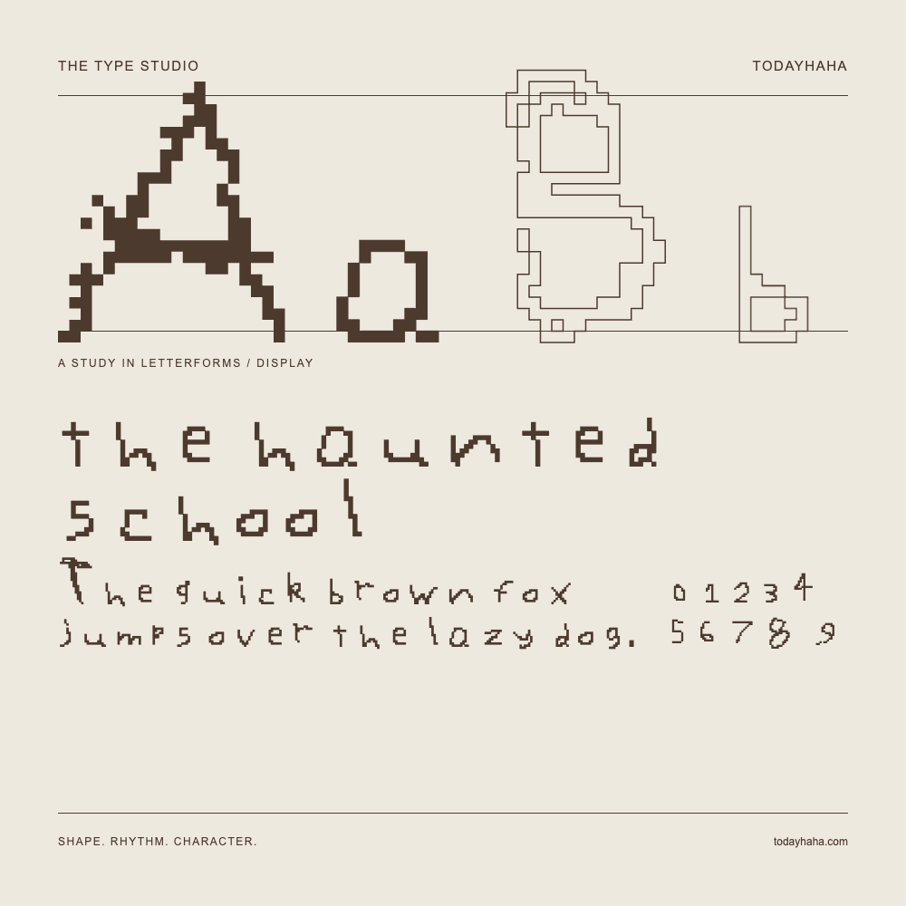 the haunted school — Estudio de letras con una frase y números