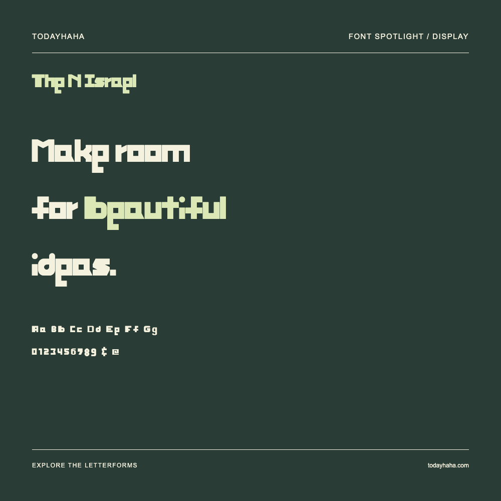 The N Israel — Typografieposter mit Beispieltext