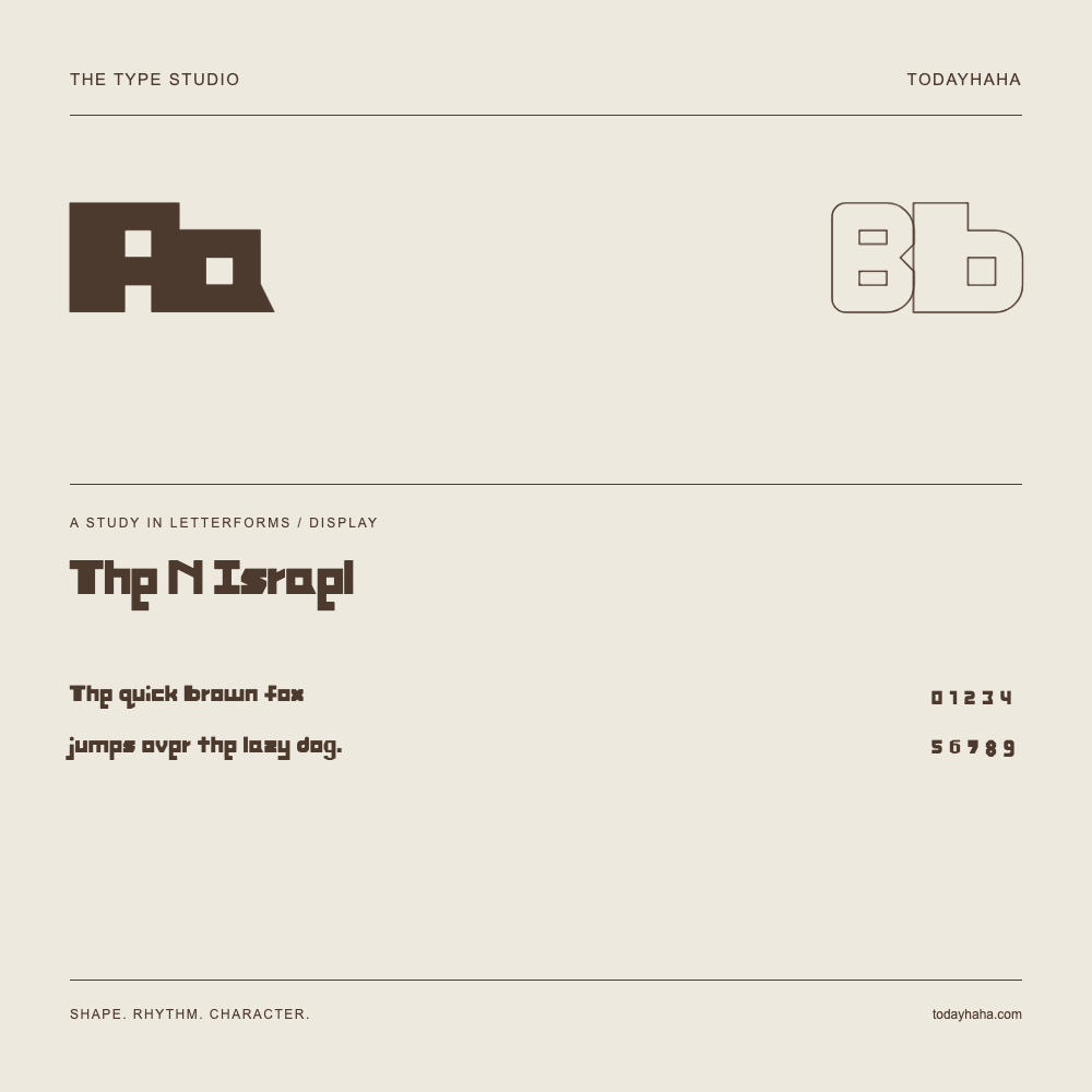 The N Israel — Buchstabenstudie mit Beispielsatz und Ziffern