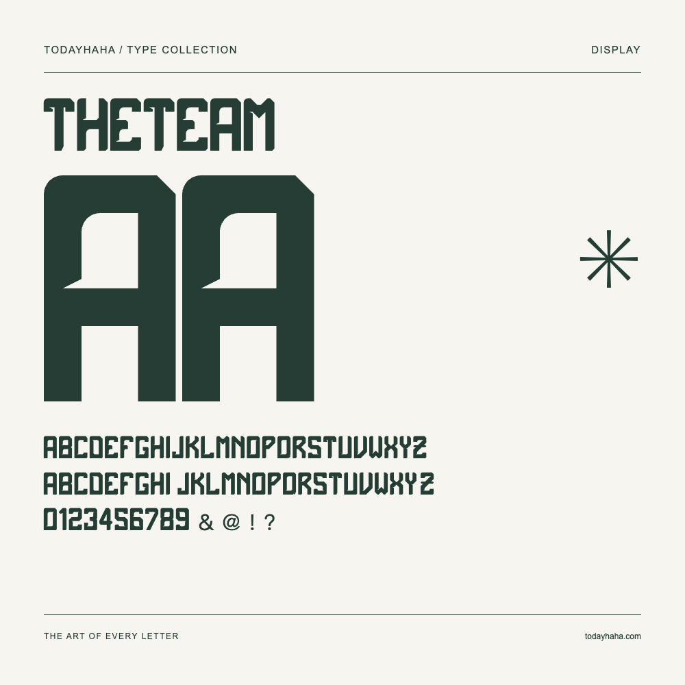 theTeam — Muestra de mayúsculas, minúsculas y números