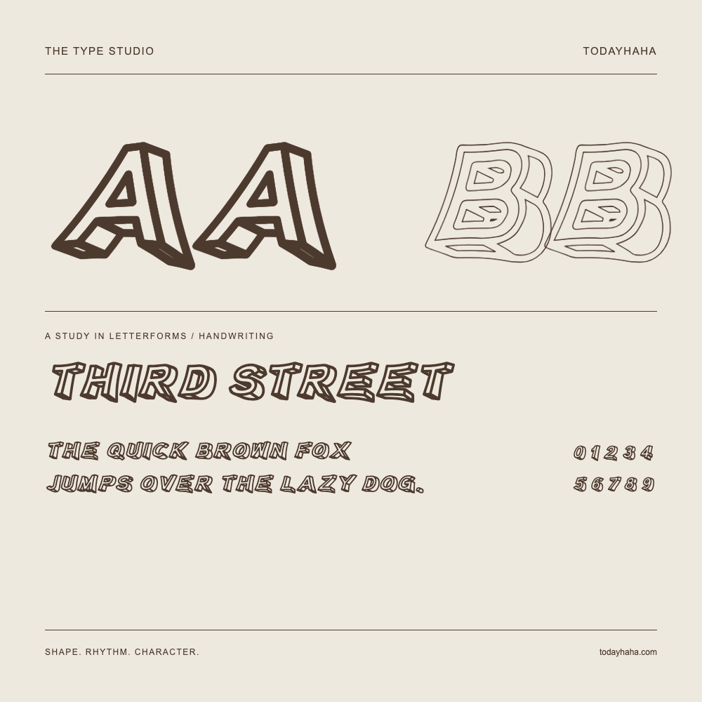 Third Street — Buchstabenstudie mit Beispielsatz und Ziffern