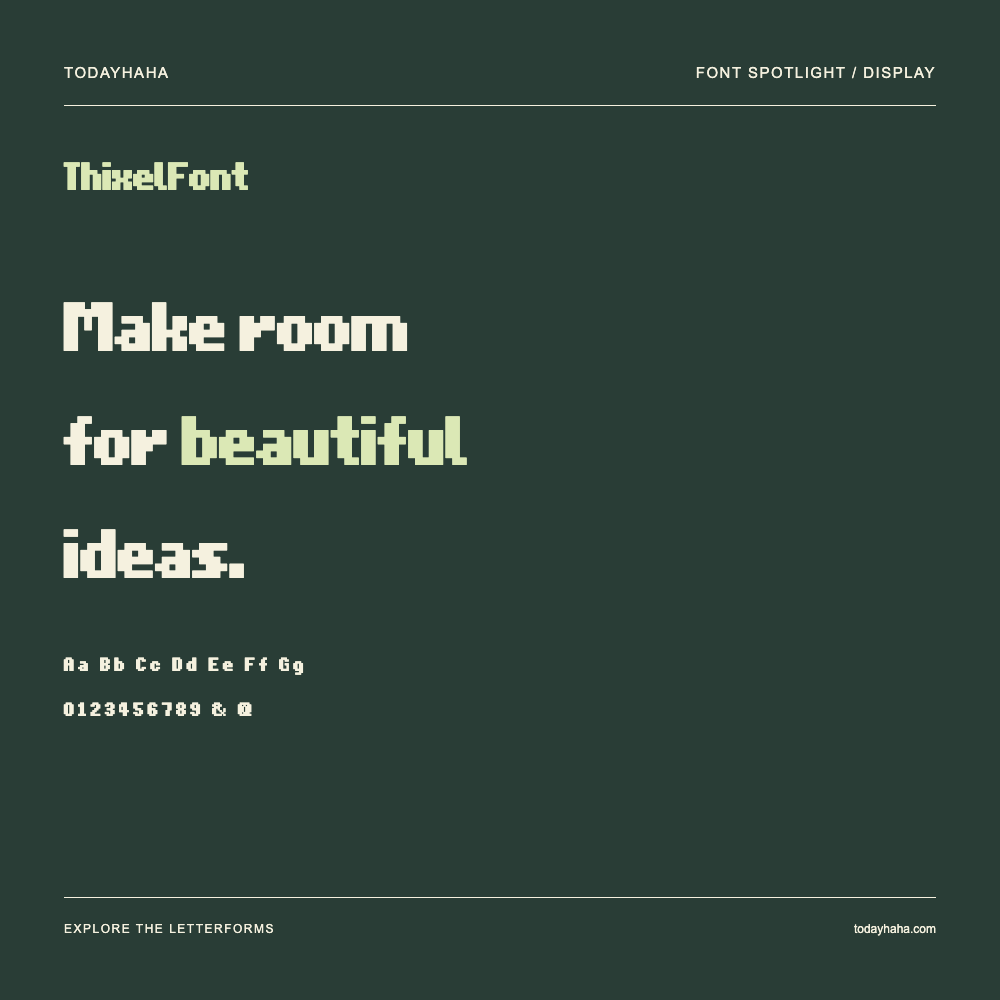 ThixelFont — Affiche typographique avec exemple de texte