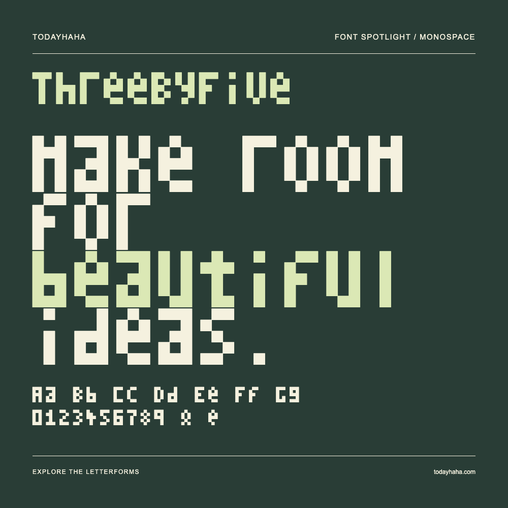 ThreeByFive — Poster tipografico con testo di esempio