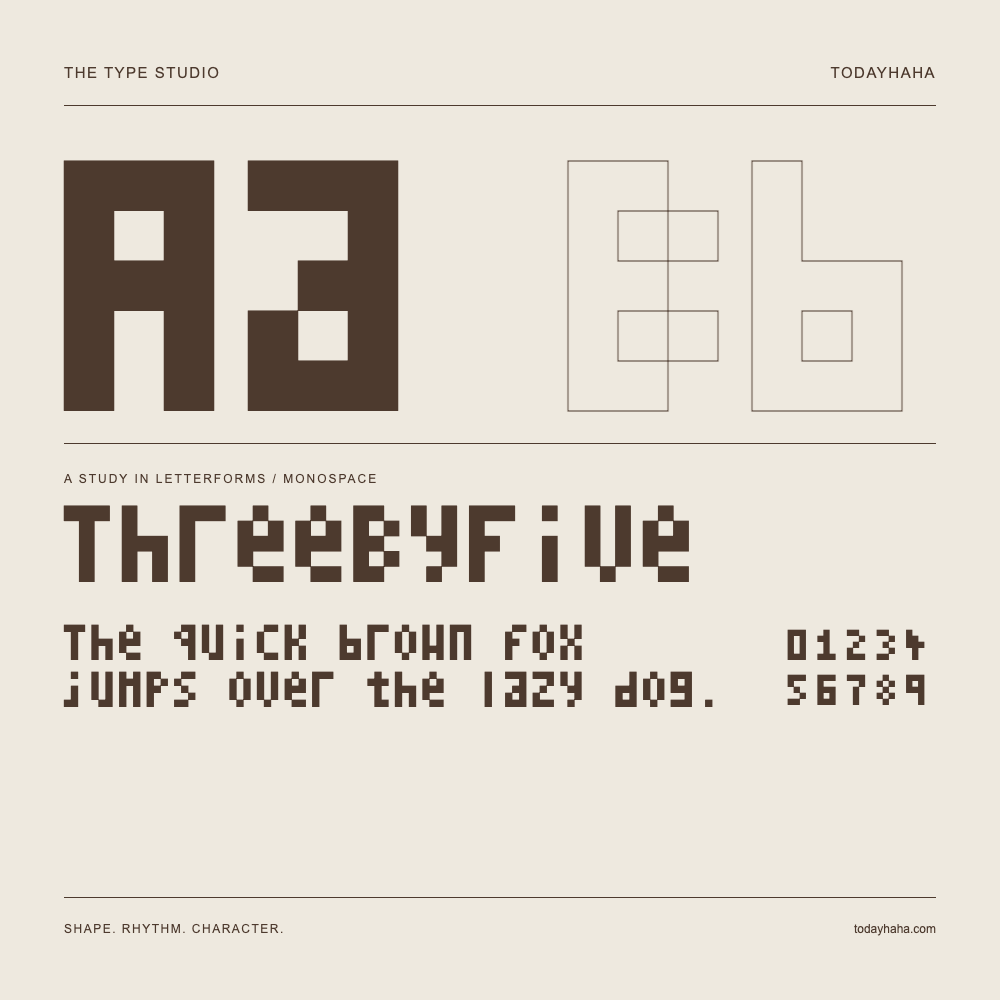 ThreeByFive — Studio delle lettere con frase e numeri