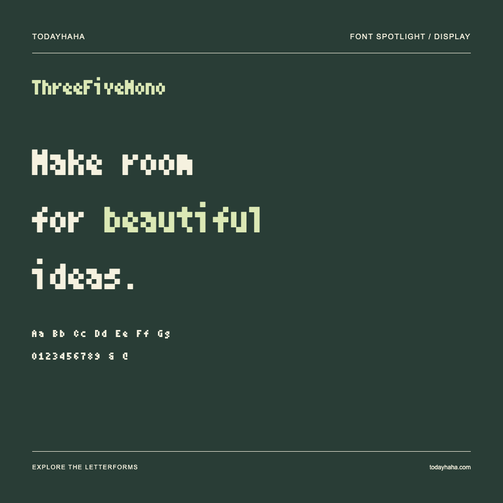 ThreeFiveMono — Typography poster with sample text