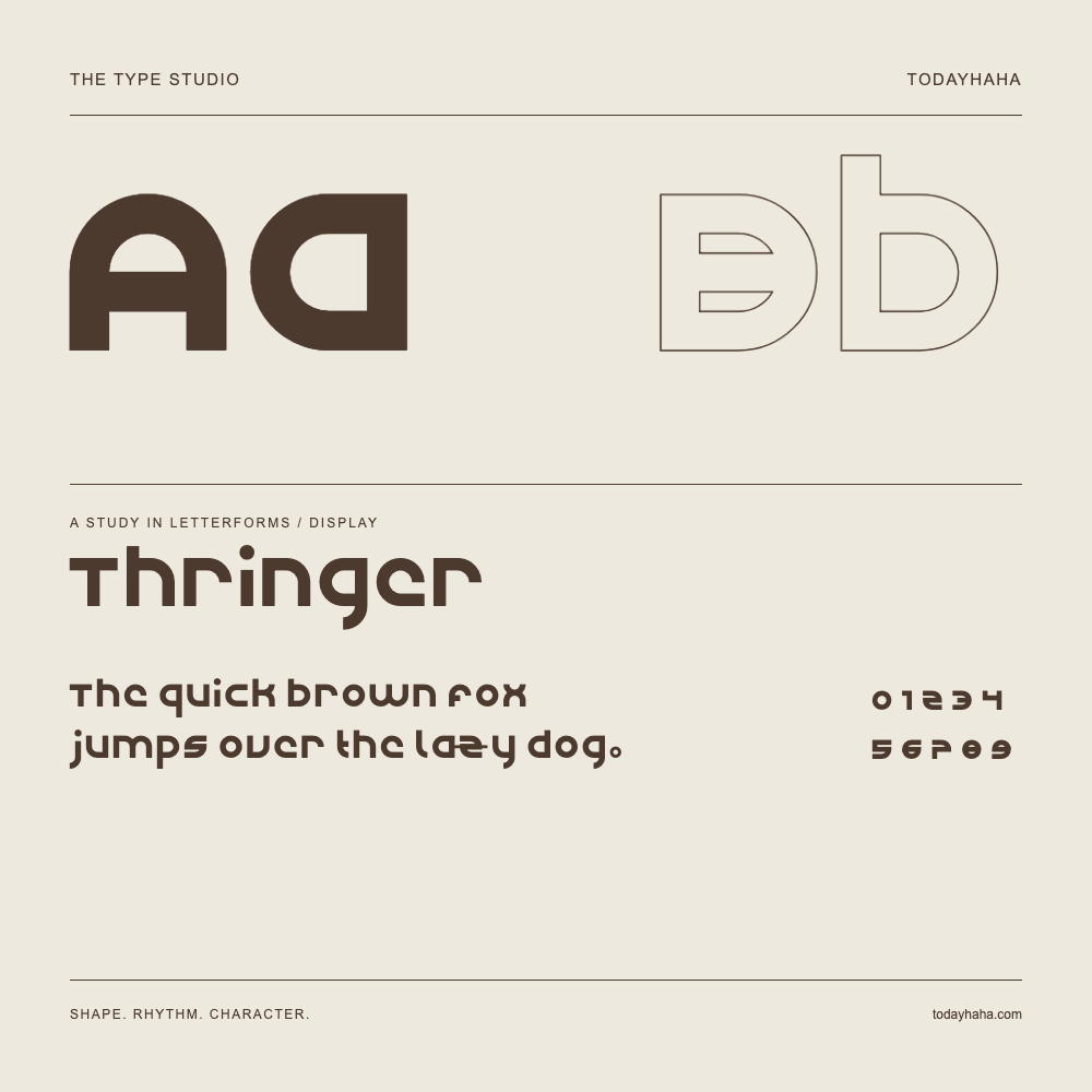 Thringer — Buchstabenstudie mit Beispielsatz und Ziffern