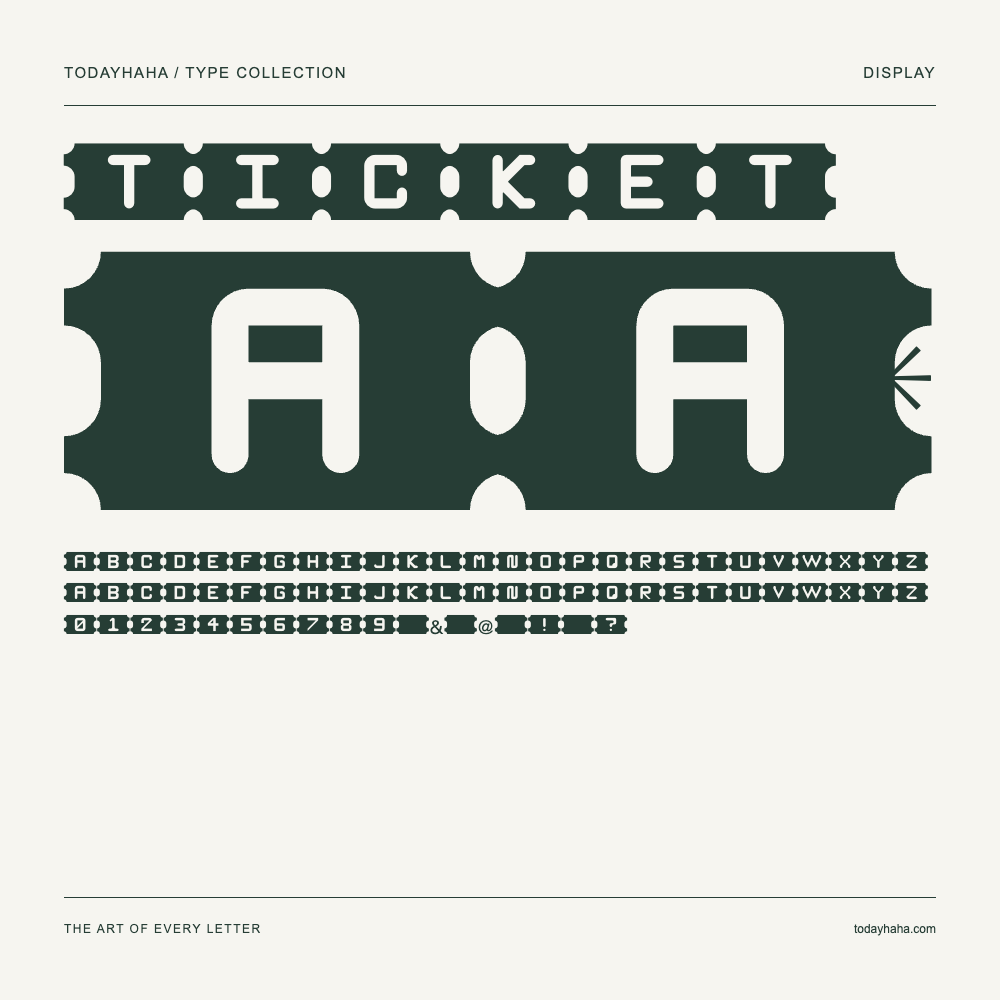 Ticket — Muestra de mayúsculas, minúsculas y números
