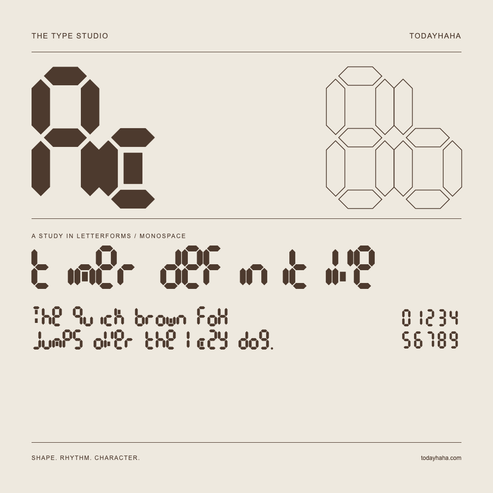 timer definitive — Letterform study with sample sentence and numbers