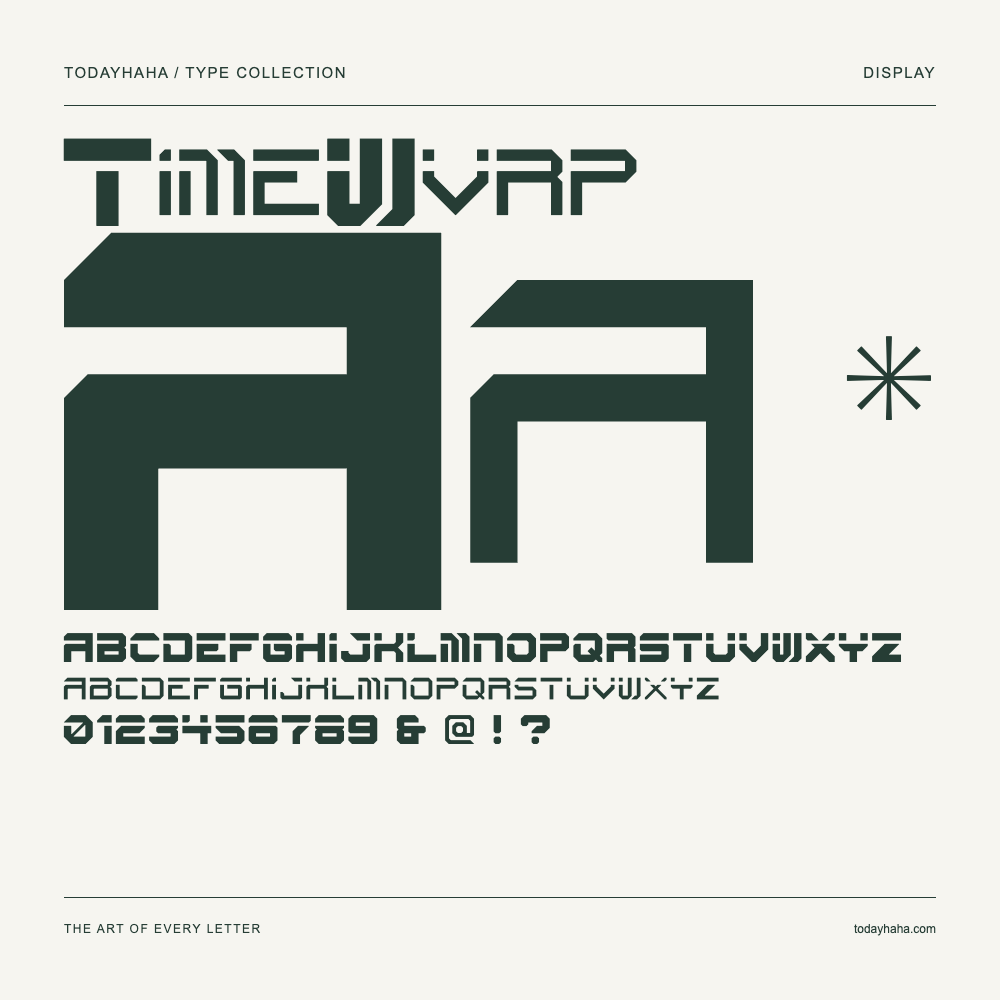 TimeWvrp — Spécimen avec majuscules, minuscules et chiffres