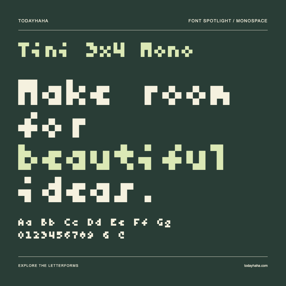 Tini 3x4 Mono — Typografieposter mit Beispieltext