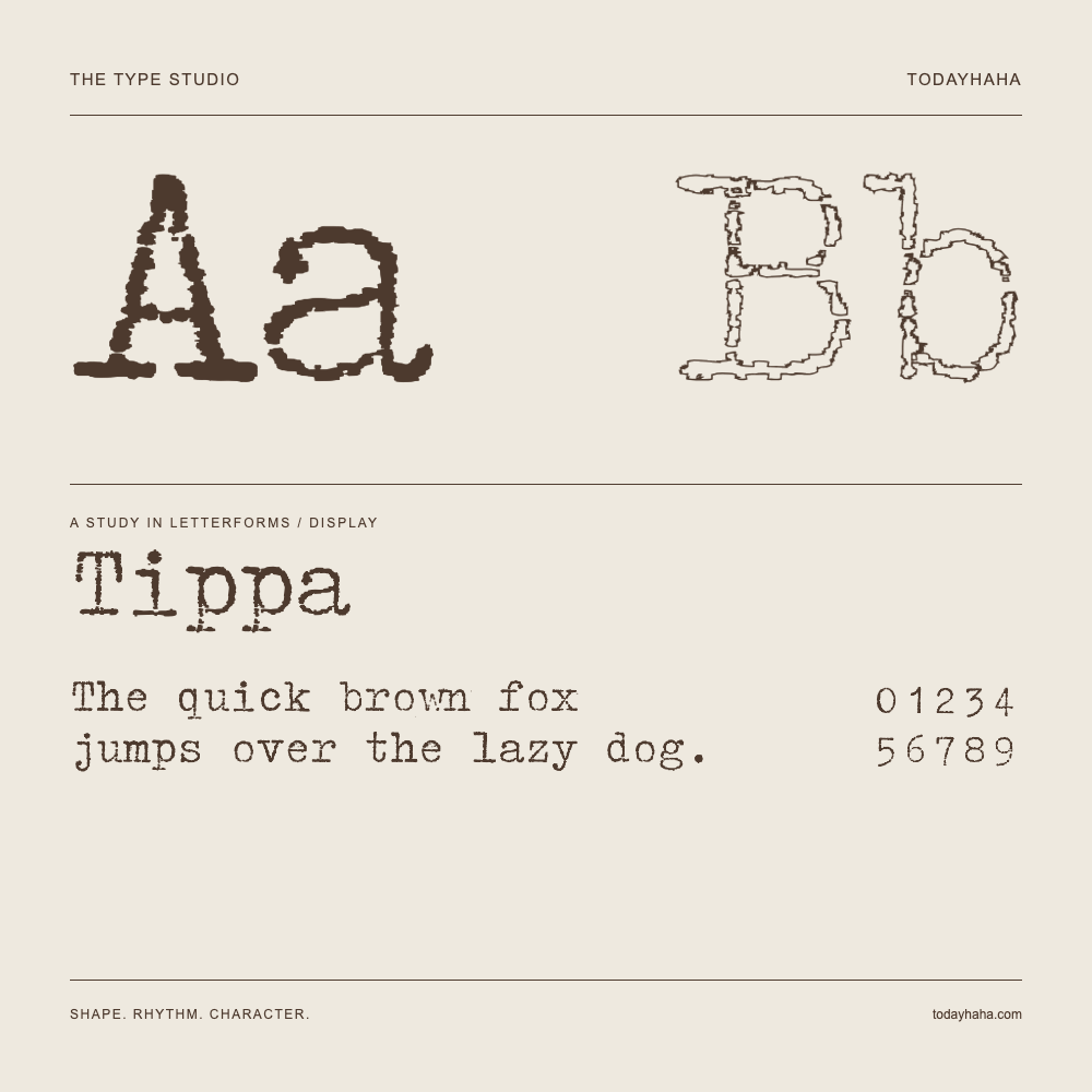 Tippa — 字形展示：示例句子与数字