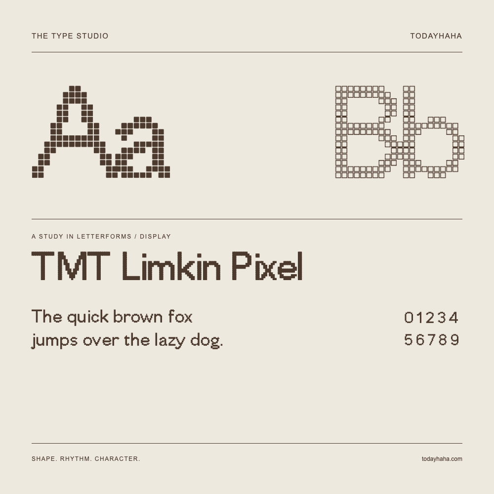 TMT Limkin Pixel — 字形展示：示例句子与数字