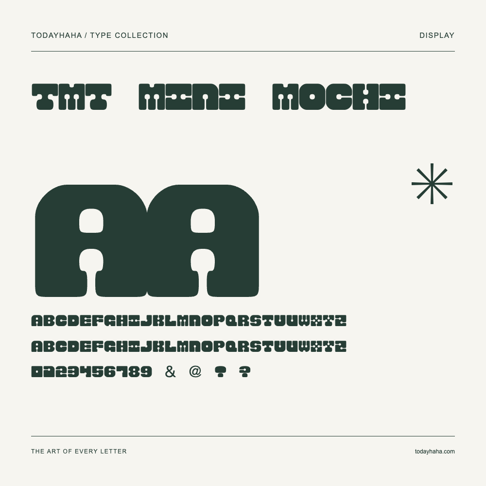 TMT Mini Mochi — Campione con lettere maiuscole, minuscole e numeri