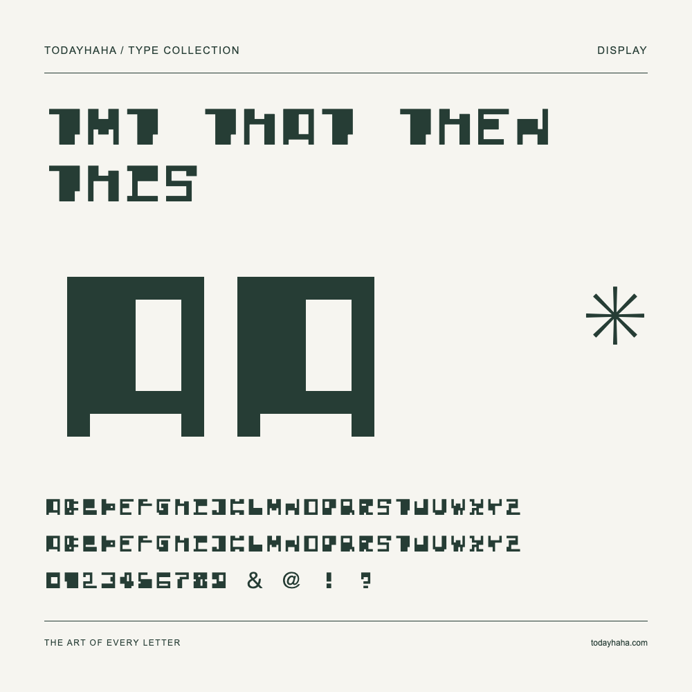 TMT That Then This — Spécimen avec majuscules, minuscules et chiffres